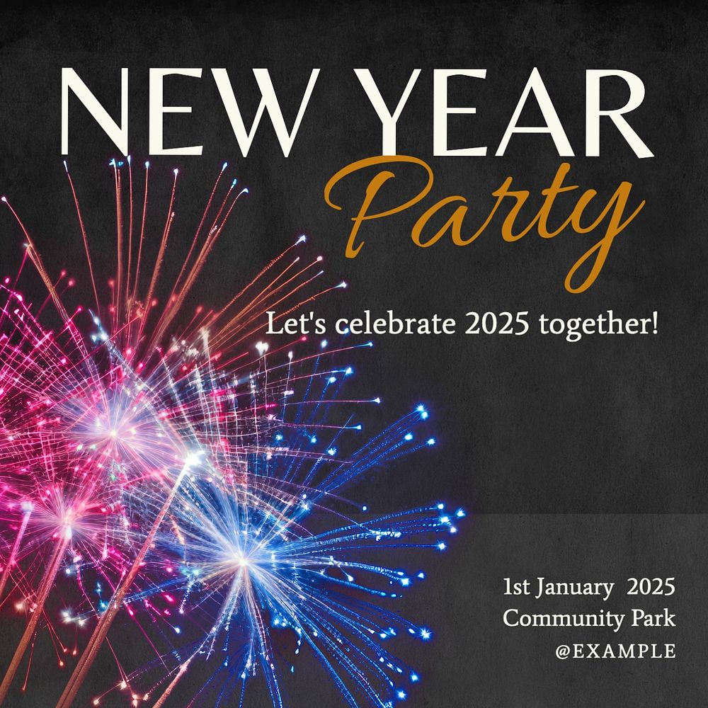 New year party Instagram post template, editable text