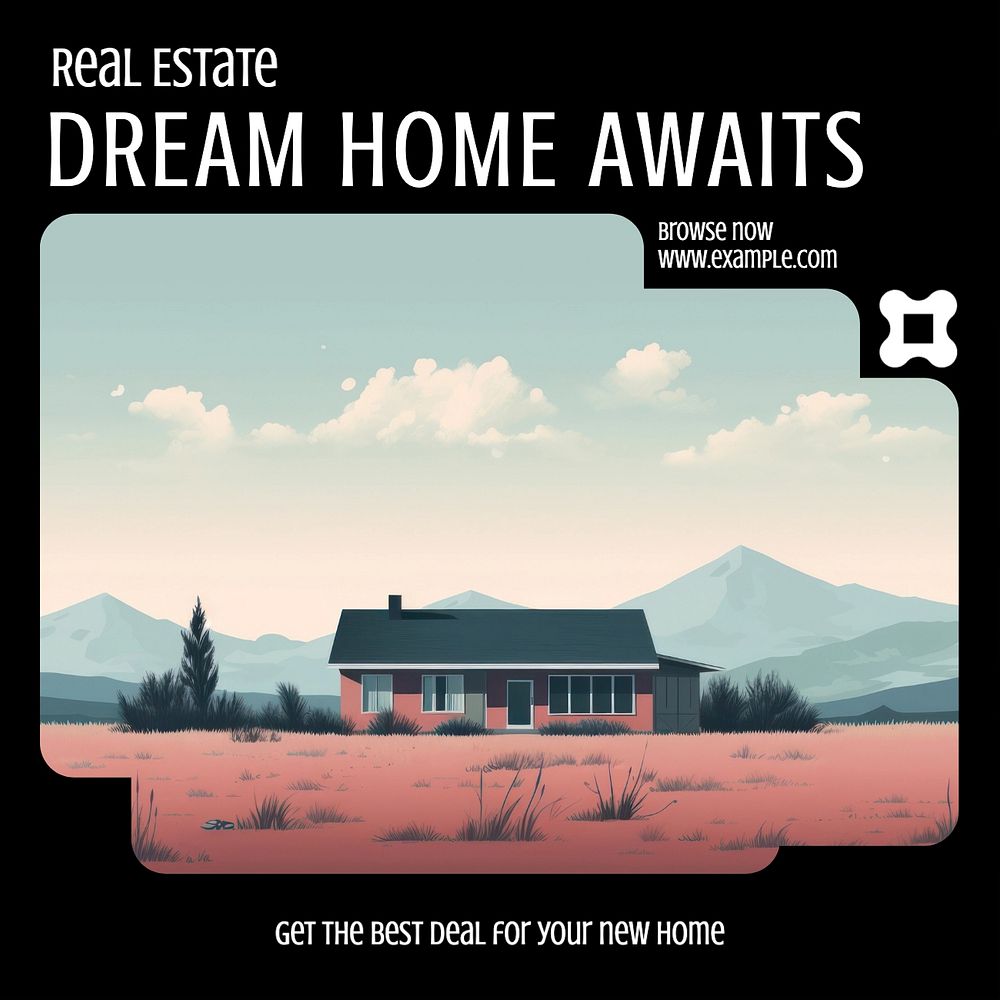 Dream home Instagram post template, editable text