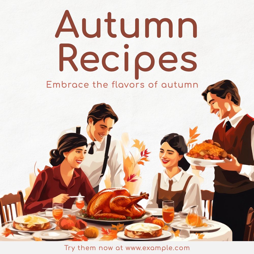 Autumn recipe Instagram post template, editable text