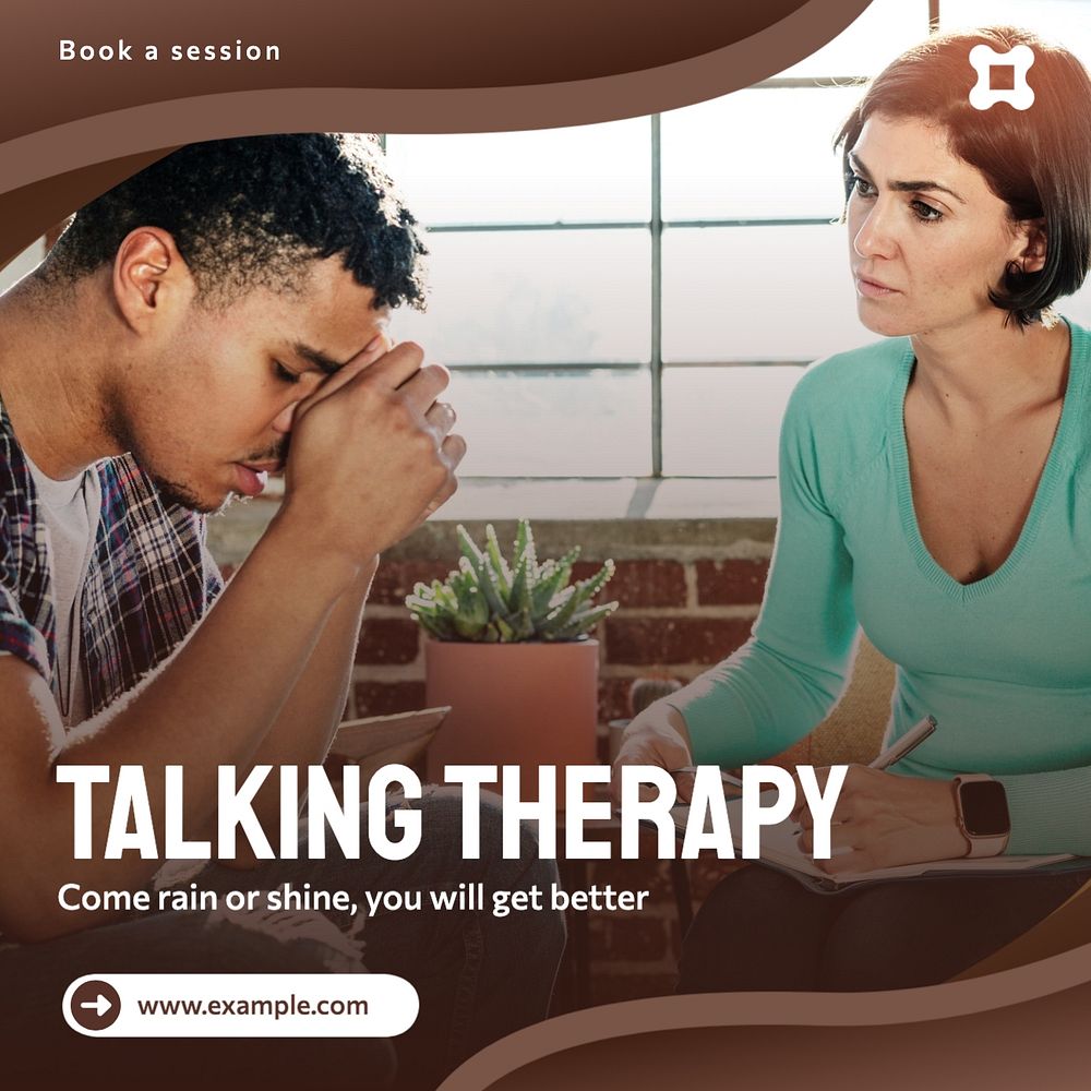 Talking therapy Instagram post template, editable text