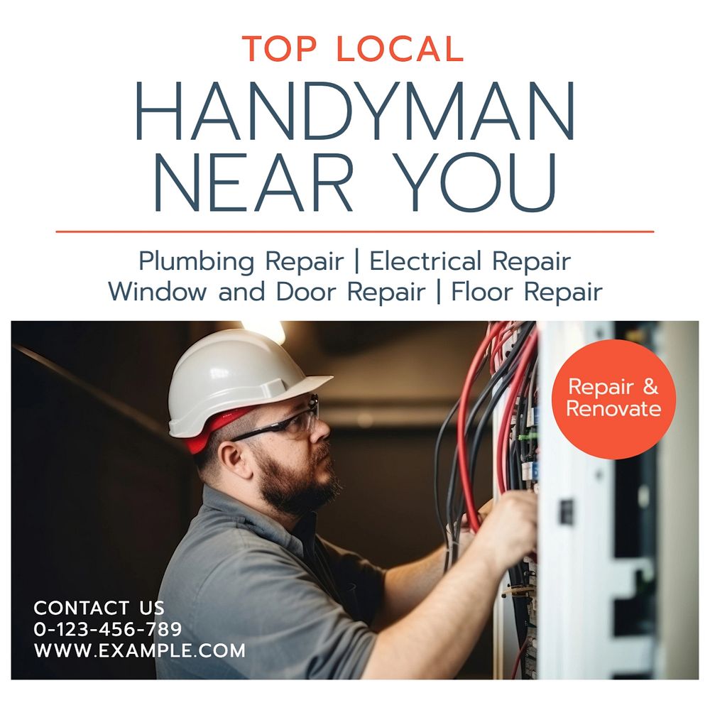 Handyman service Instagram post template, editable text
