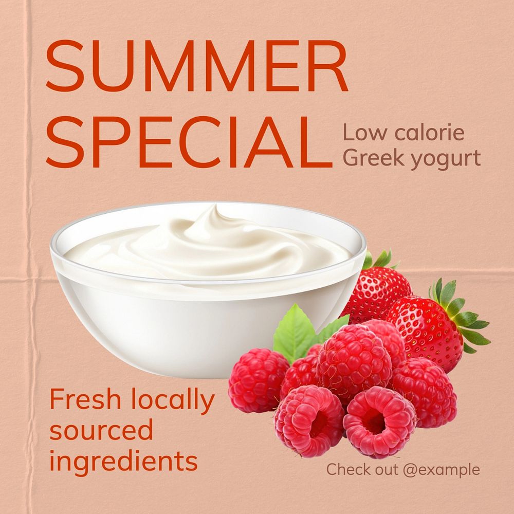 Summer menu Instagram post template, editable text