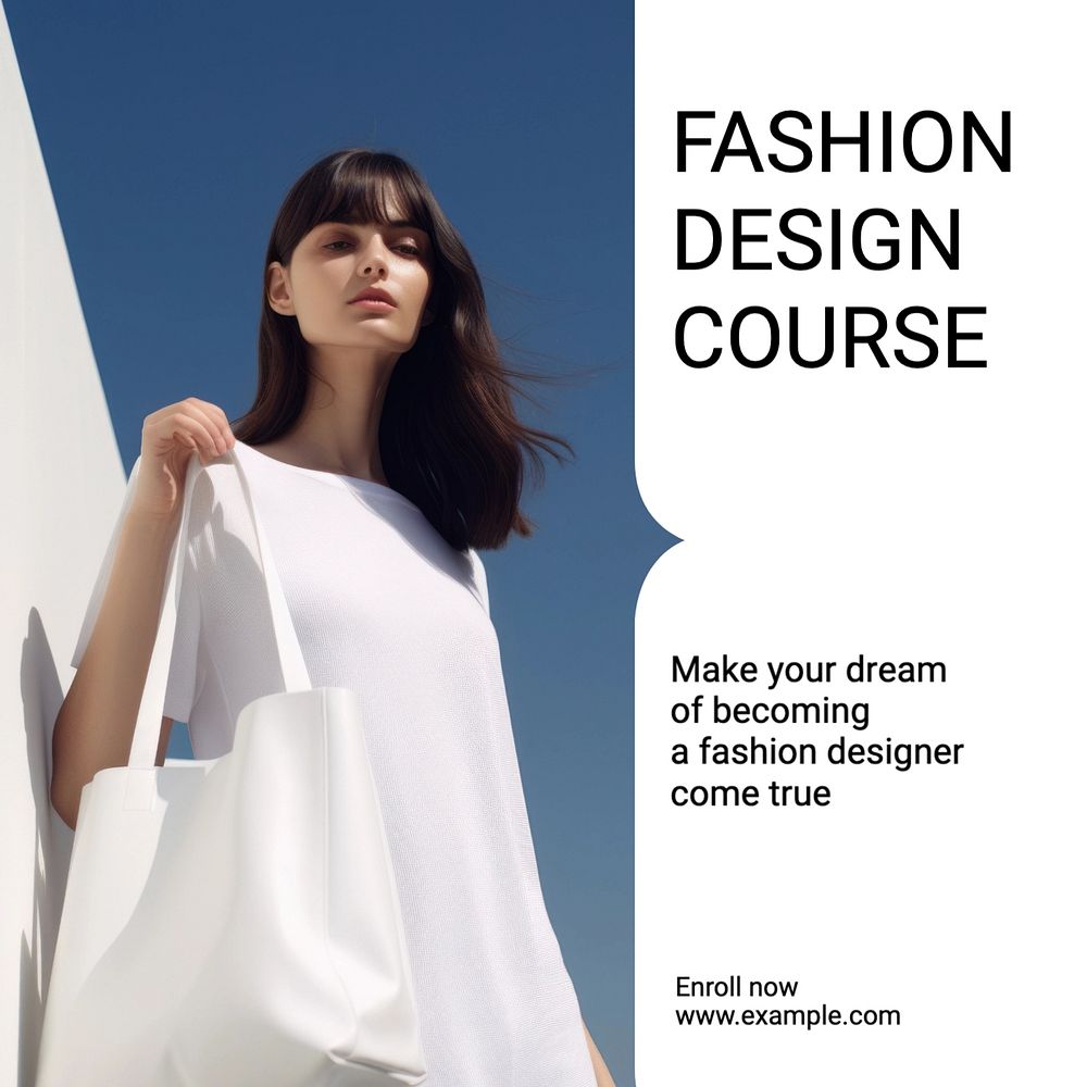 Fashion design course Instagram post template, editable text