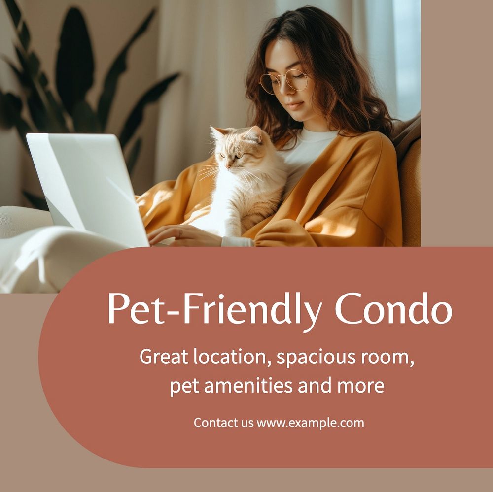 Pet-friendly condo Instagram post template, editable text