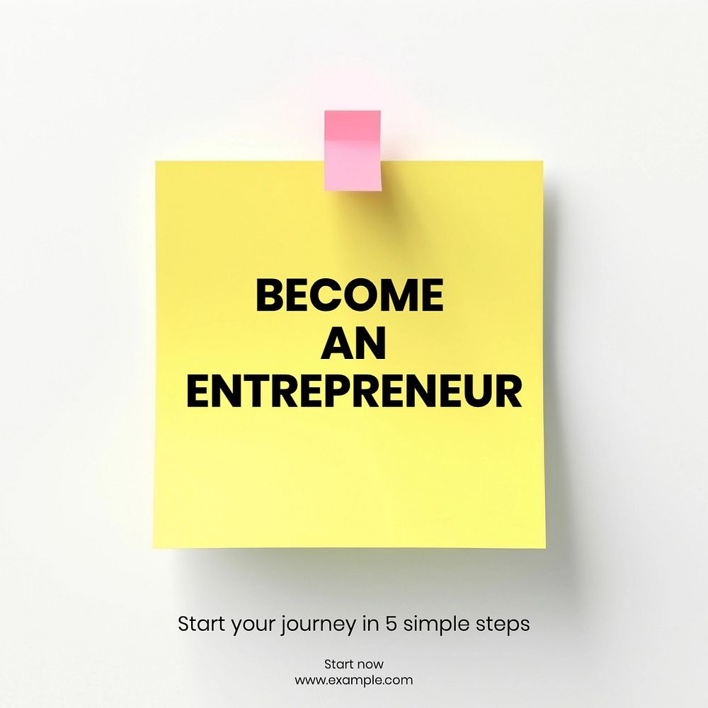 Become an entrepreneur Instagram post template, editable text