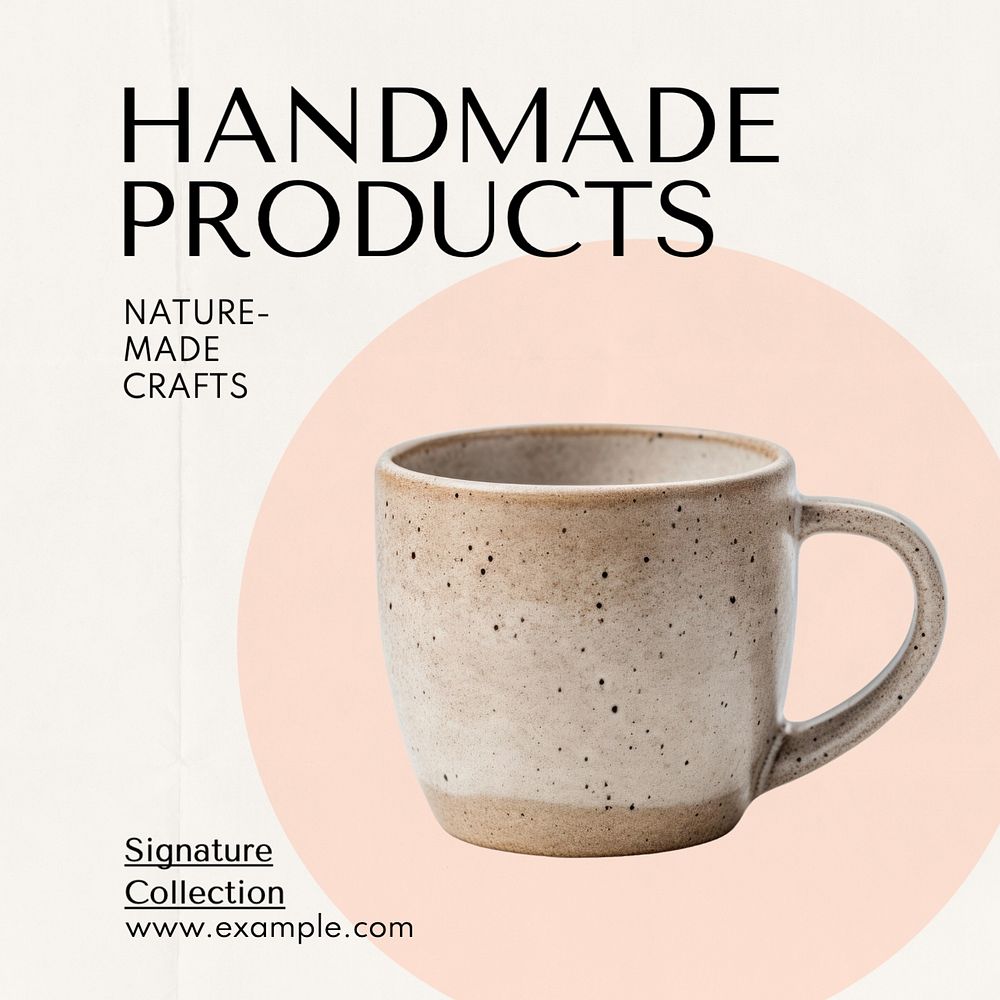 Handmade products Instagram post template, editable text