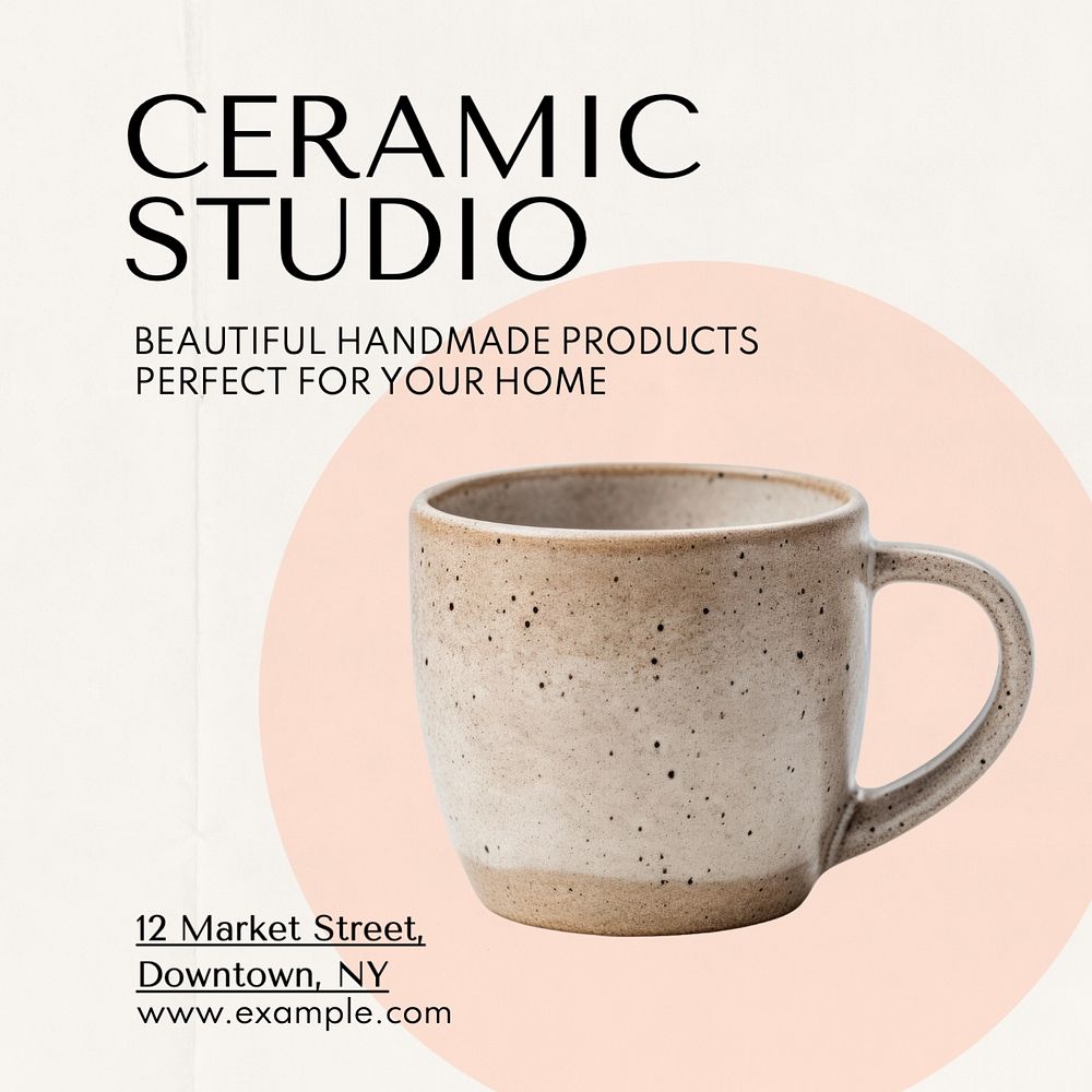 Ceramic studio Instagram post template, editable text