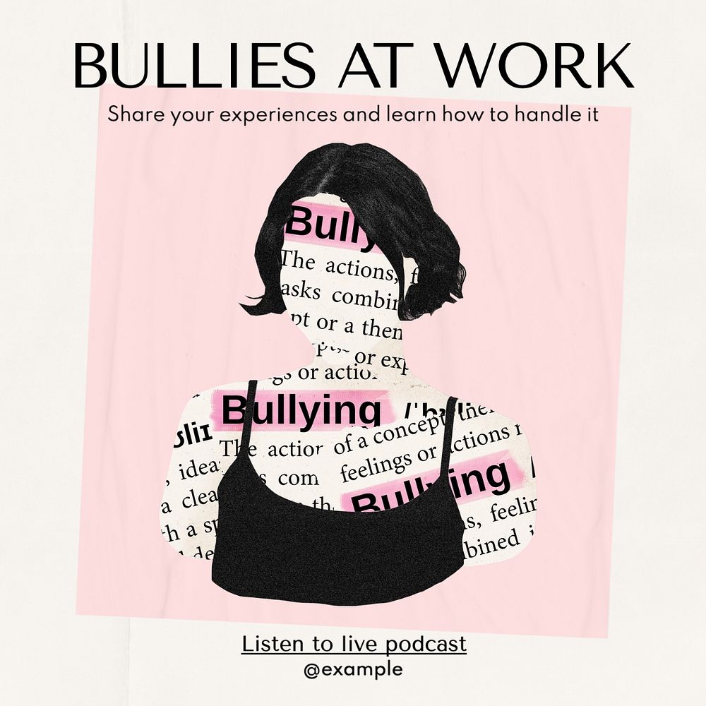 Bullies at work Instagram post template, editable text