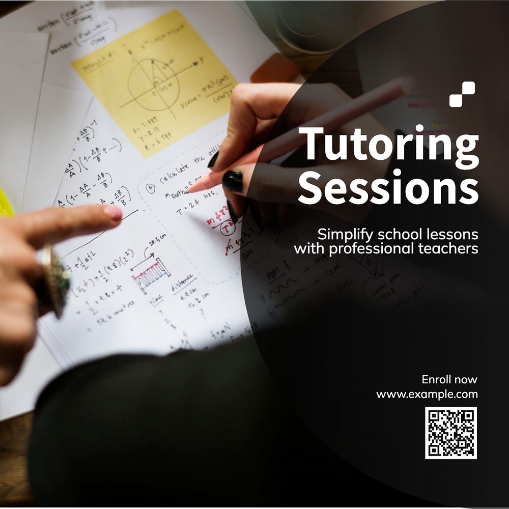 Tutoring sessions Instagram post template, editable text