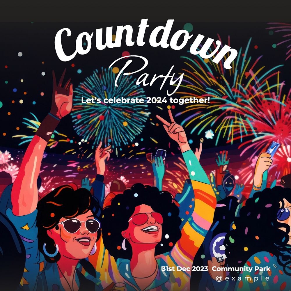 Countdown party Instagram post template, editable text