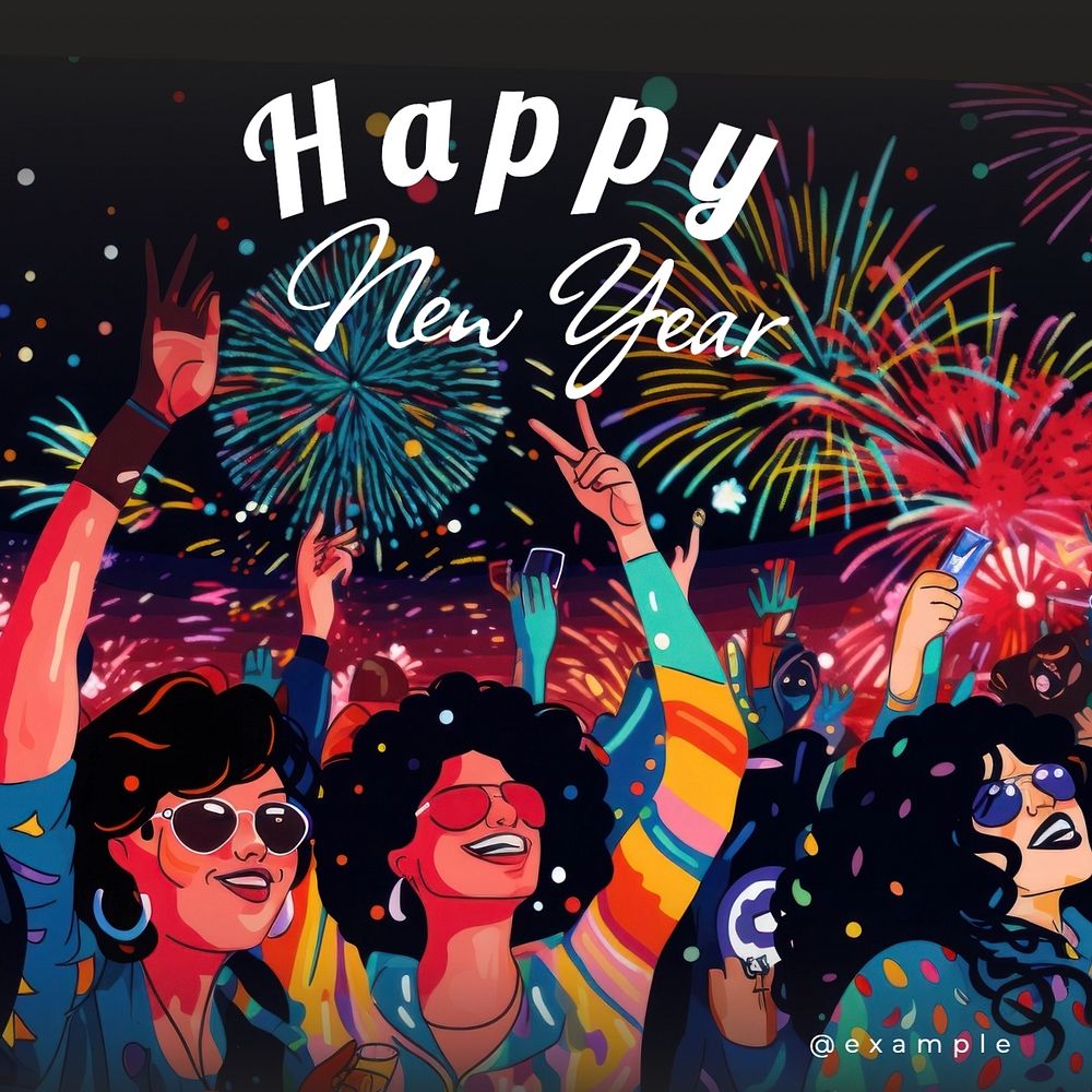 Happy New Year Instagram post template, editable text