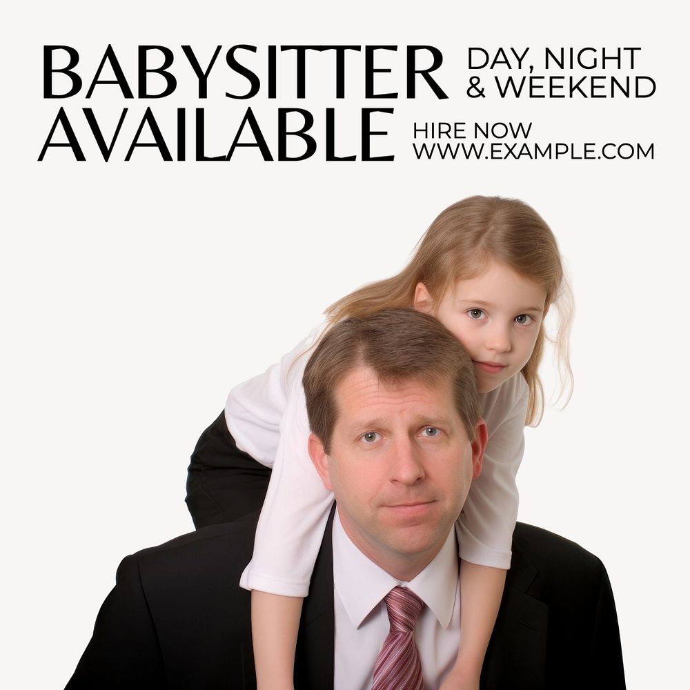 Babysitter job Instagram post template, editable text