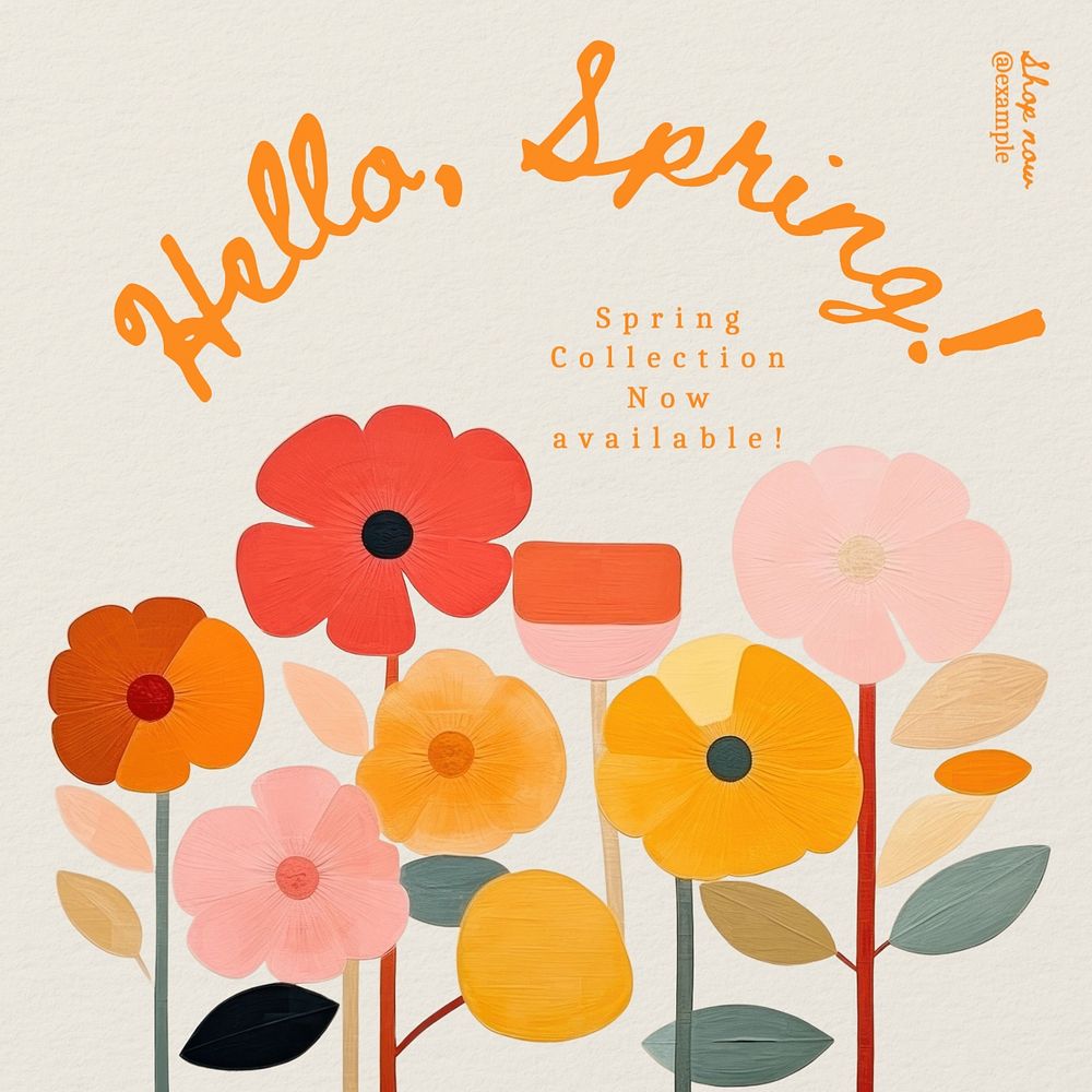 Spring collection post template, editable social media design