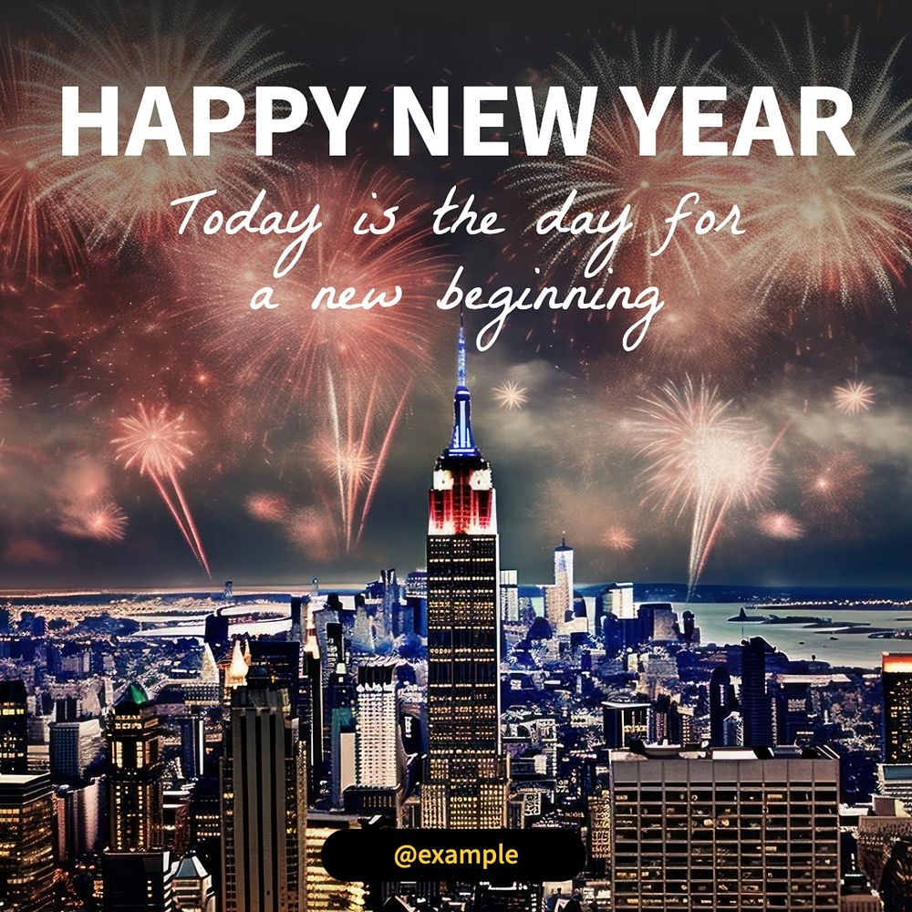 Happy new year Instagram post template, editable text