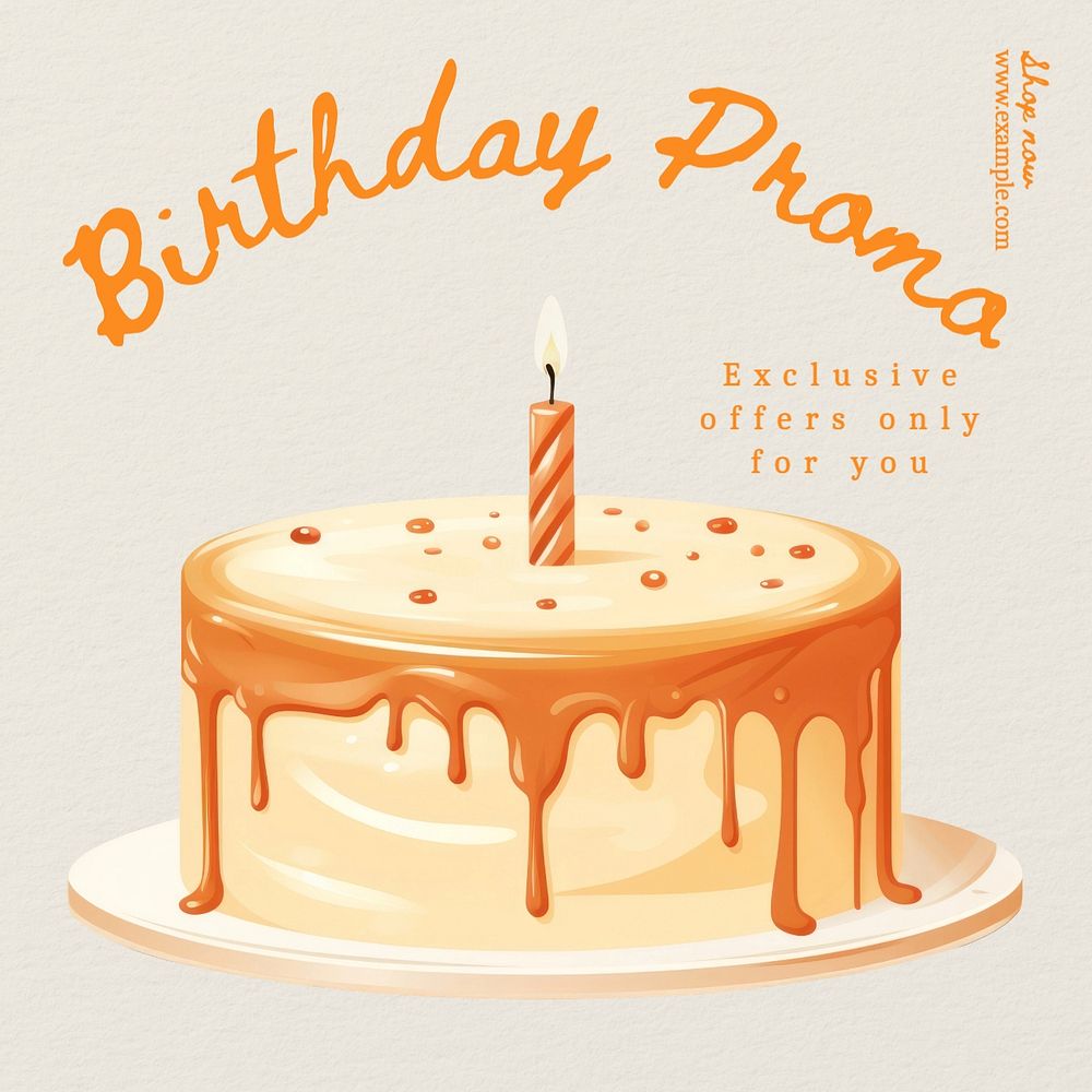 Birthday promo post template, editable social media design