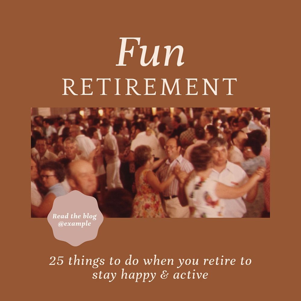 Fun retirement Instagram post template, editable design