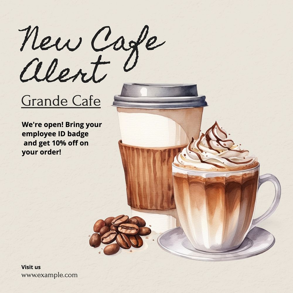 New cafe Instagram post template, editable text