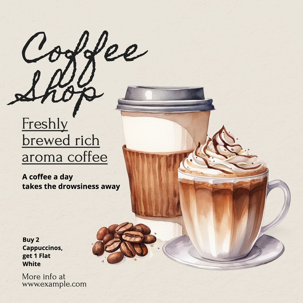 Coffee shop Instagram post template, editable text