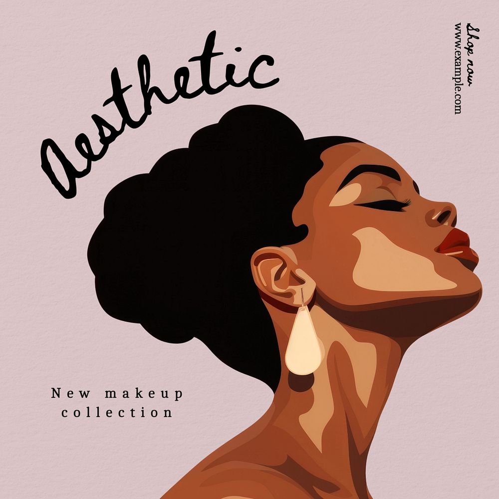 Aesthetic makeup post template, editable social media design
