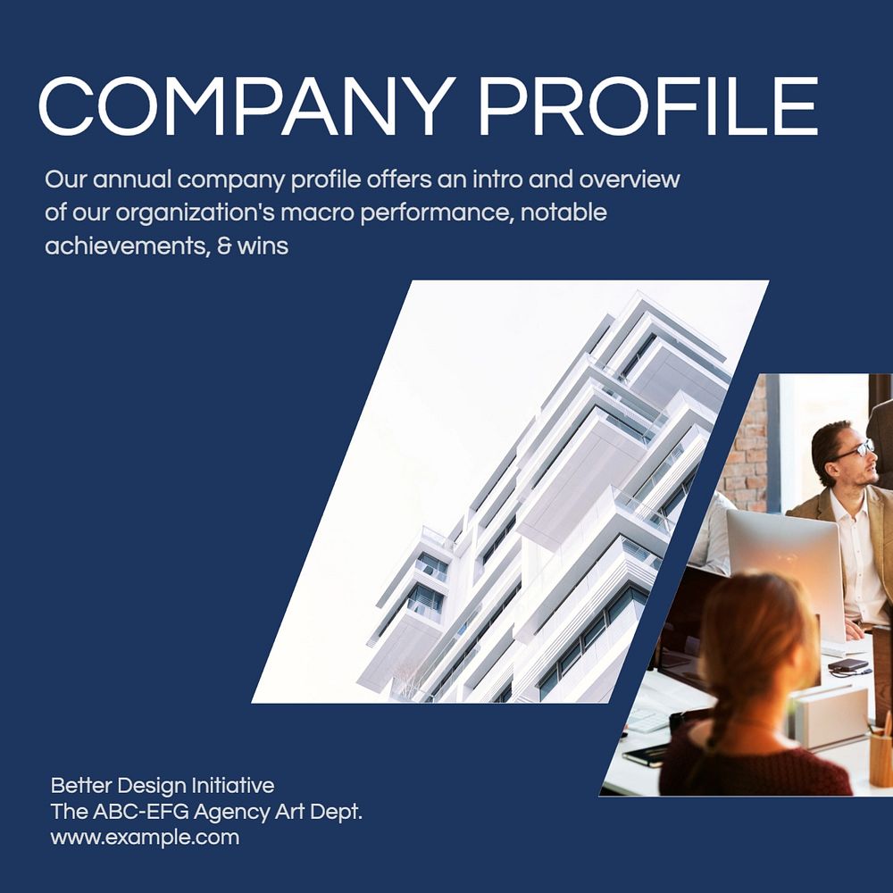 Company profile Instagram post template, editable text