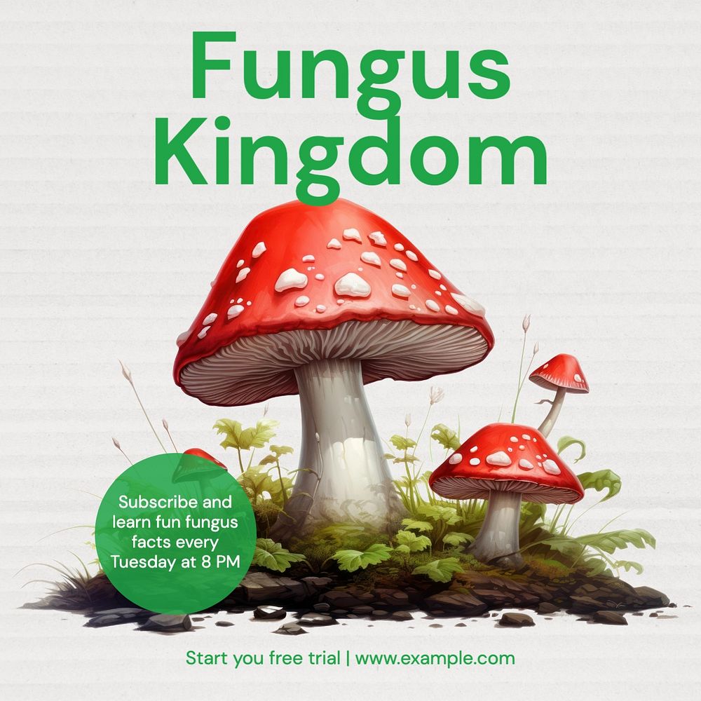 Fungus kingdom Instagram post template, editable text