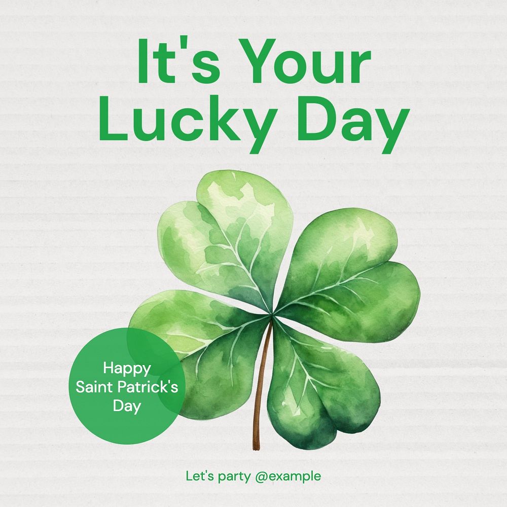 Saint Patrick's day Instagram post template, editable text