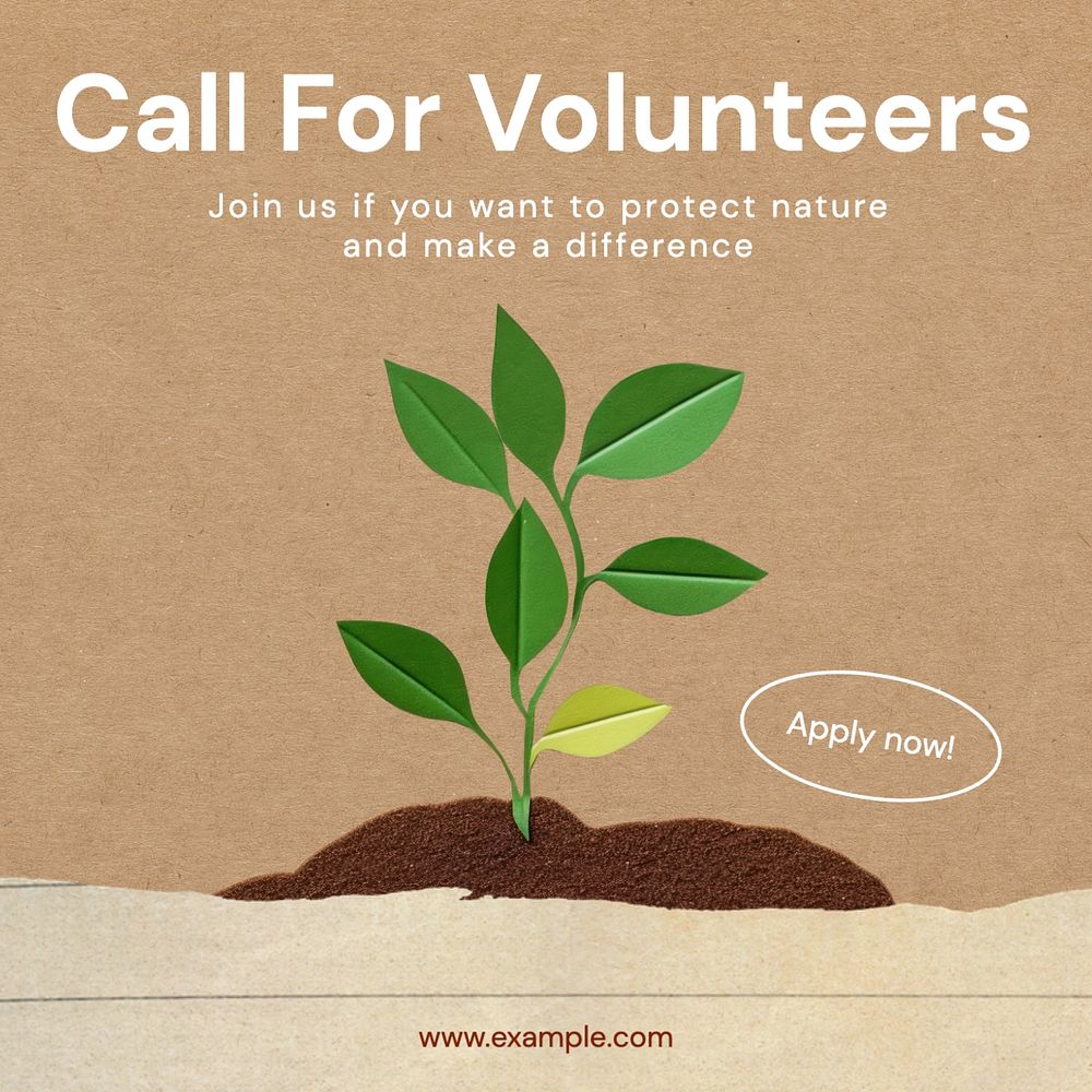 Call for volunteers Instagram post template, editable text