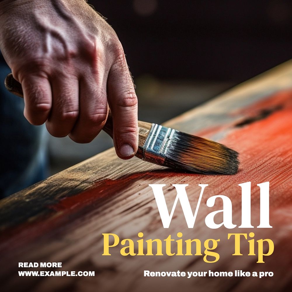 Wall painting tips Instagram post template, editable text