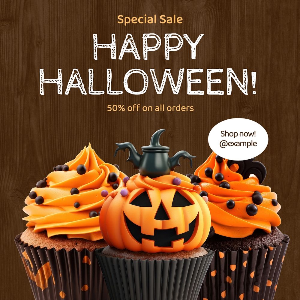 Halloween sale Instagram post template, editable text