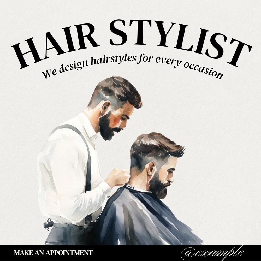 Hair stylist Instagram post template, editable text