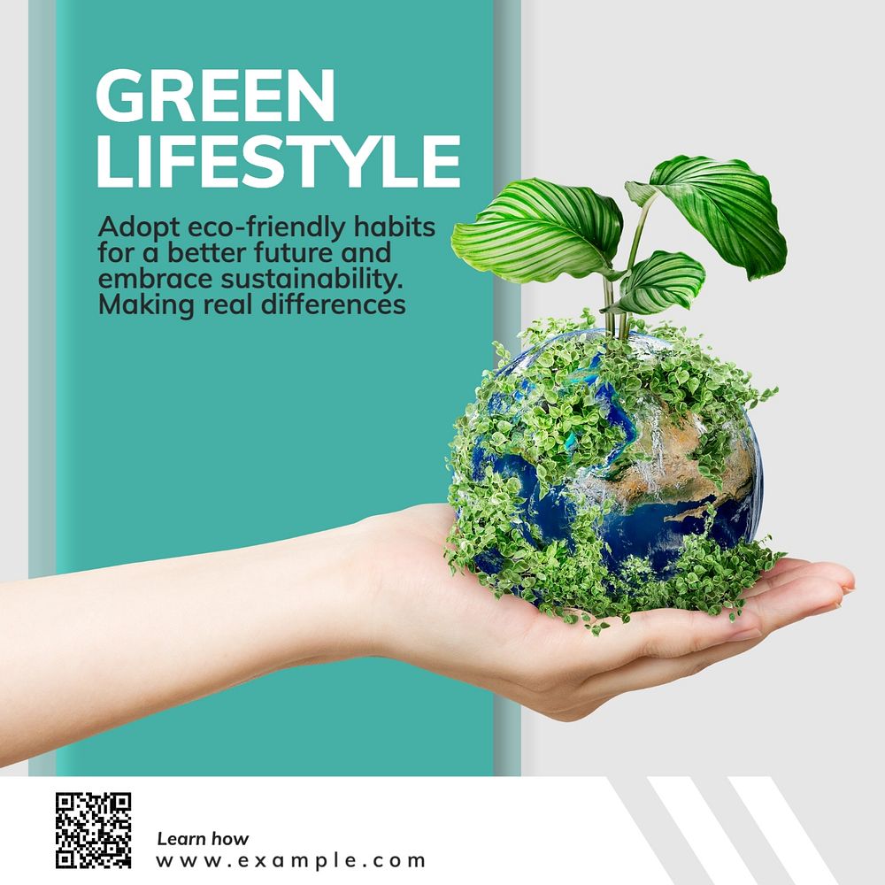 Green lifestyle Instagram post template, editable text