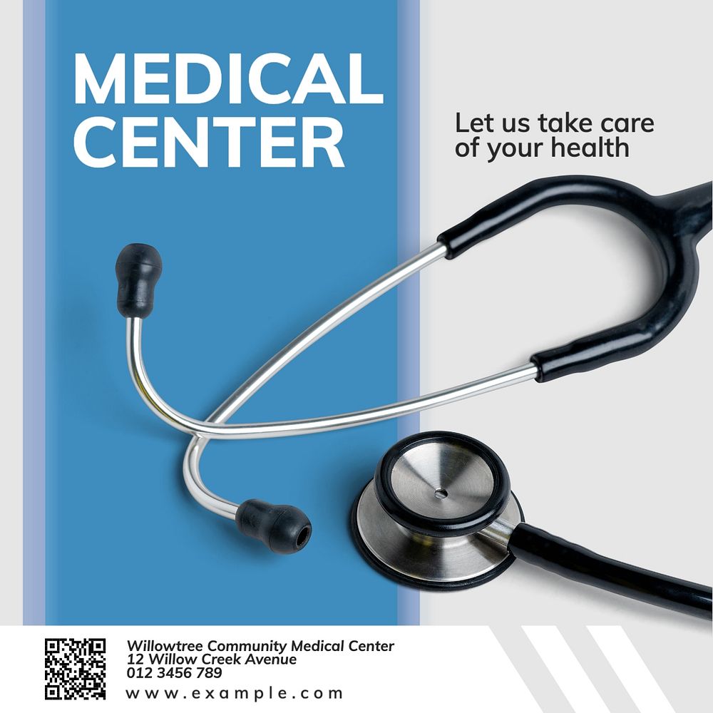 Medical center Instagram post template, editable text