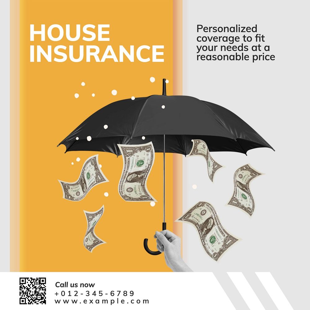 House insurance Instagram post template, editable text