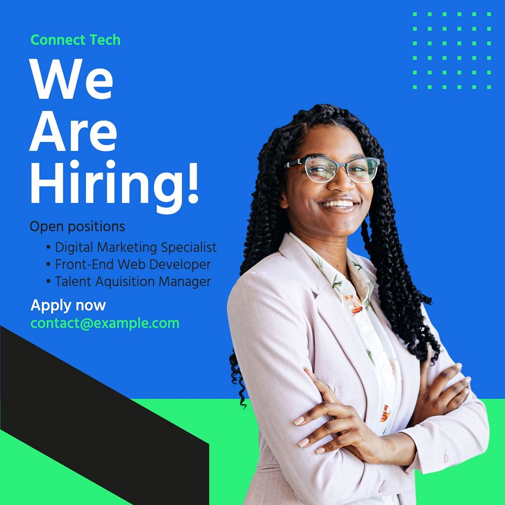 We are hiring Instagram post template, editable text