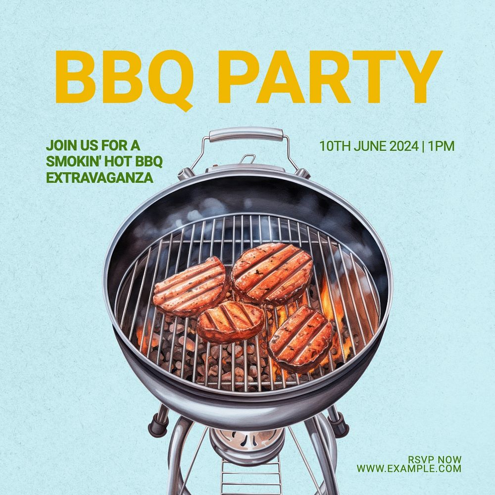 BBQ party Instagram post template, editable text