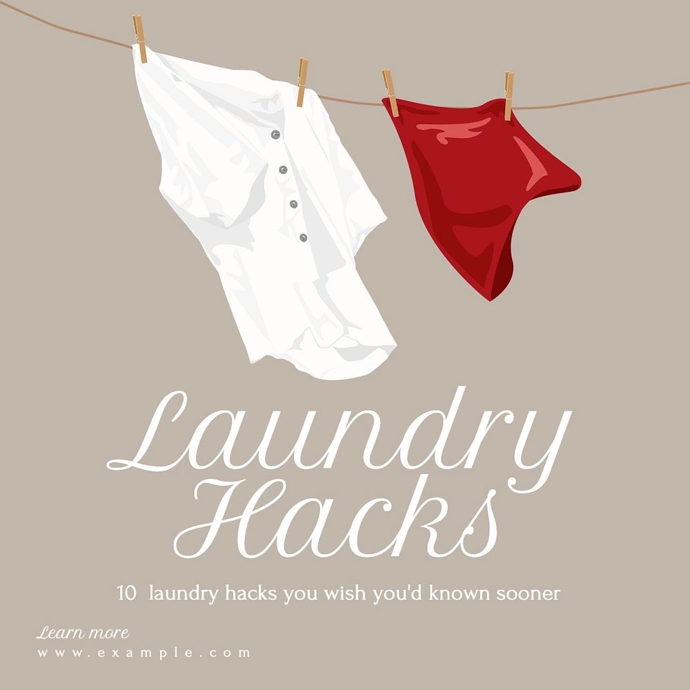 Laundry hacks post template, editable social media design