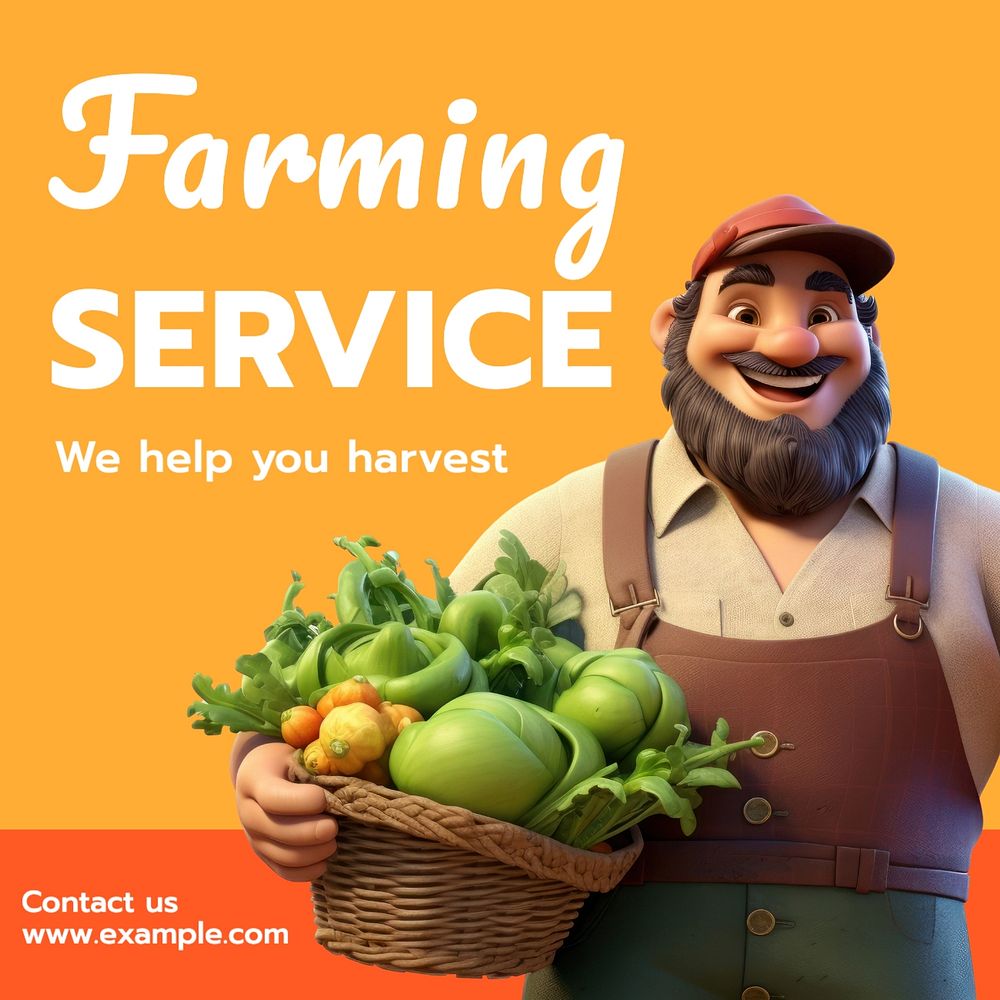 Farming service Instagram post template, editable text