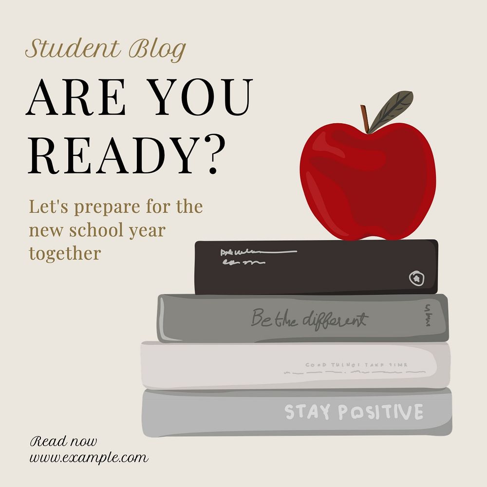 Student blog post template, editable social media design