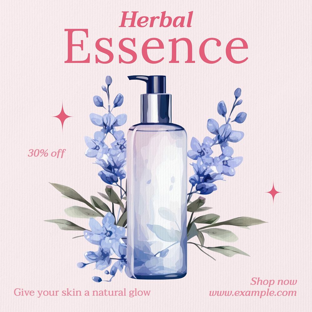 Herbal essence Instagram post template, editable text