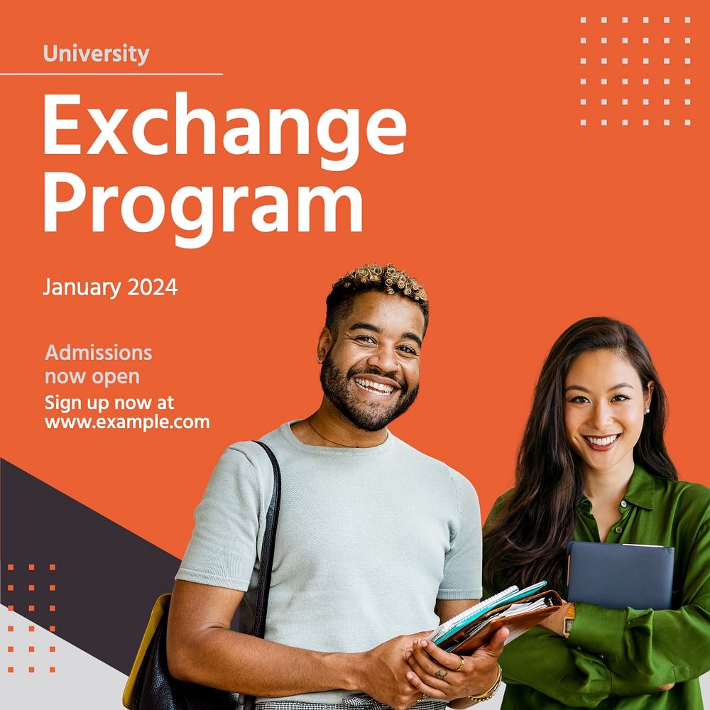 Exchange program Instagram post template, editable text