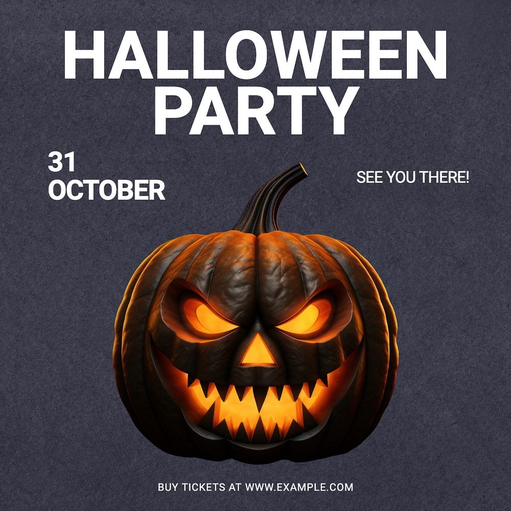 Halloween party invite Instagram post template, editable text