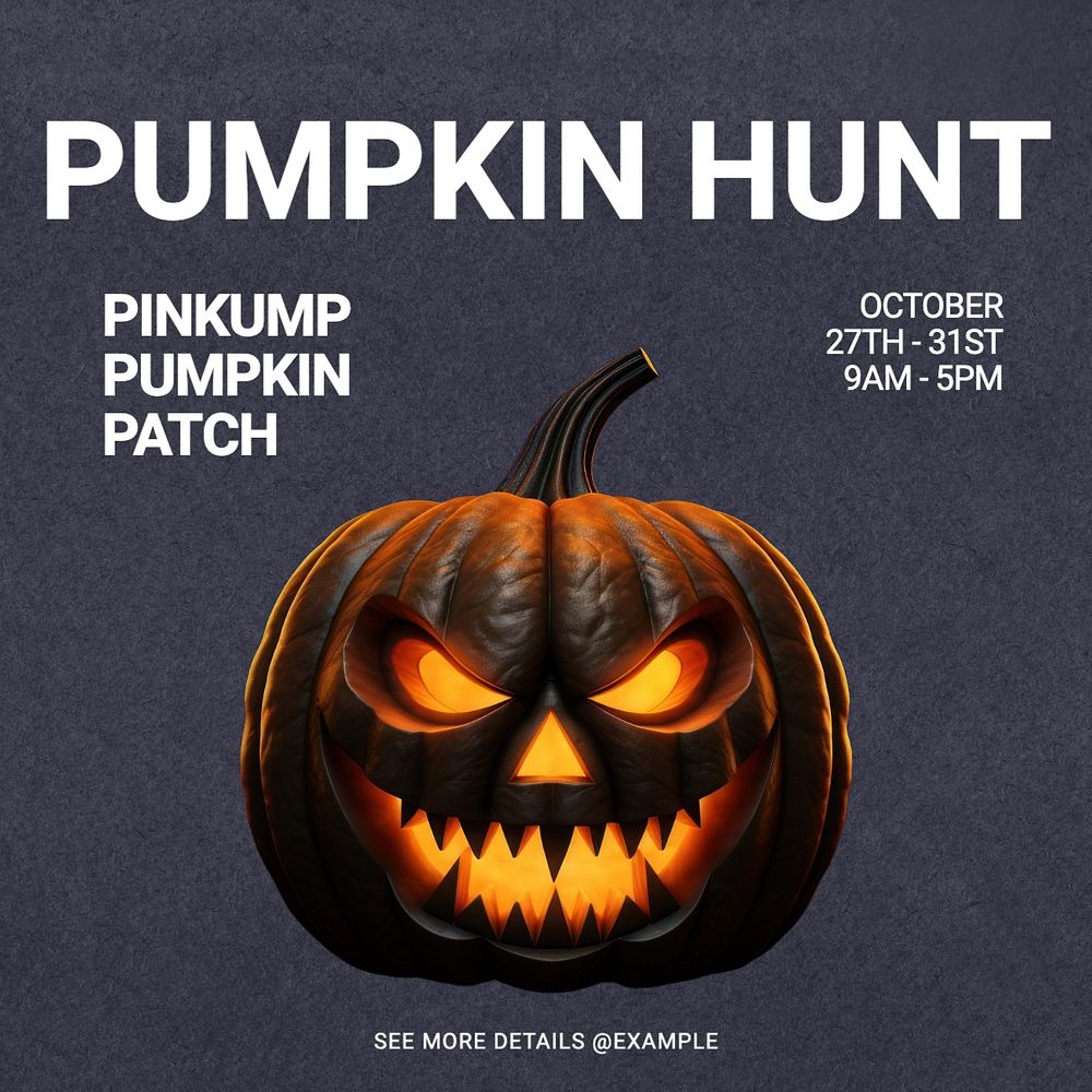 Pumpkin hunt Instagram post template, editable text