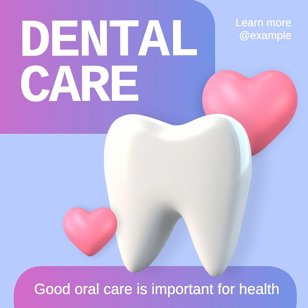 Dental care Instagram post template, editable text