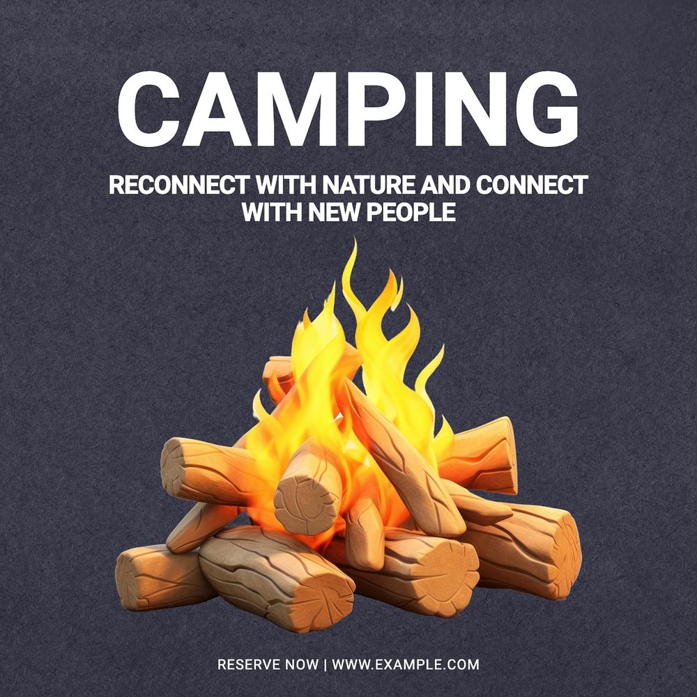 Camping Instagram post template, editable text