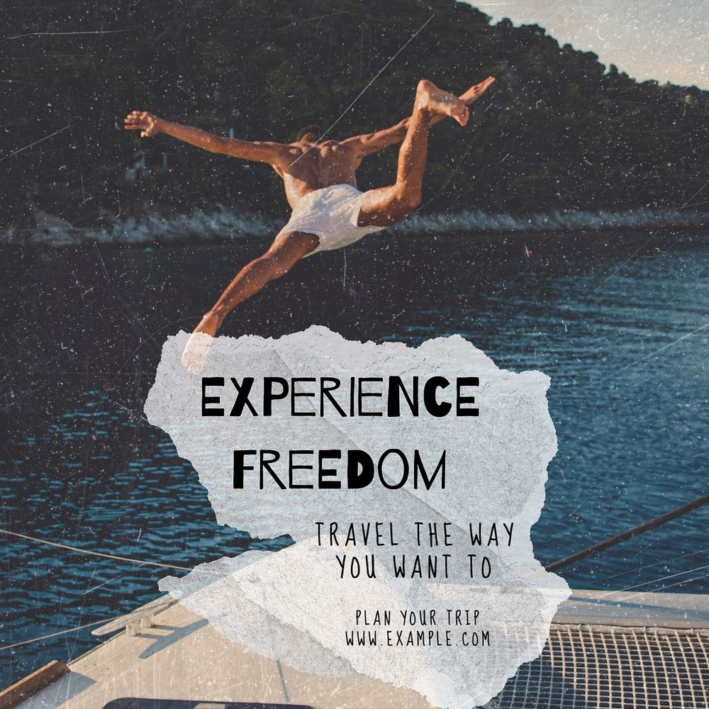 Experience freedom Instagram post template, editable text