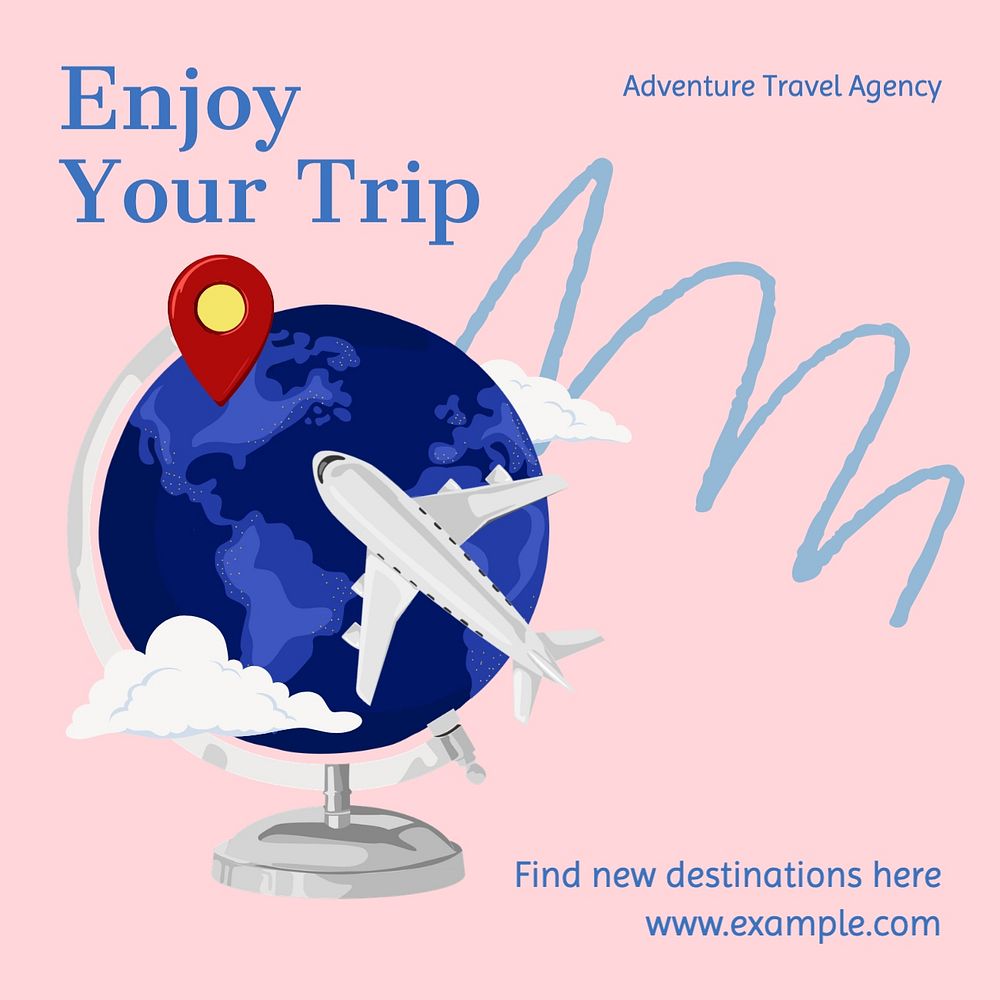 Enjoy your trip post template, editable social media design