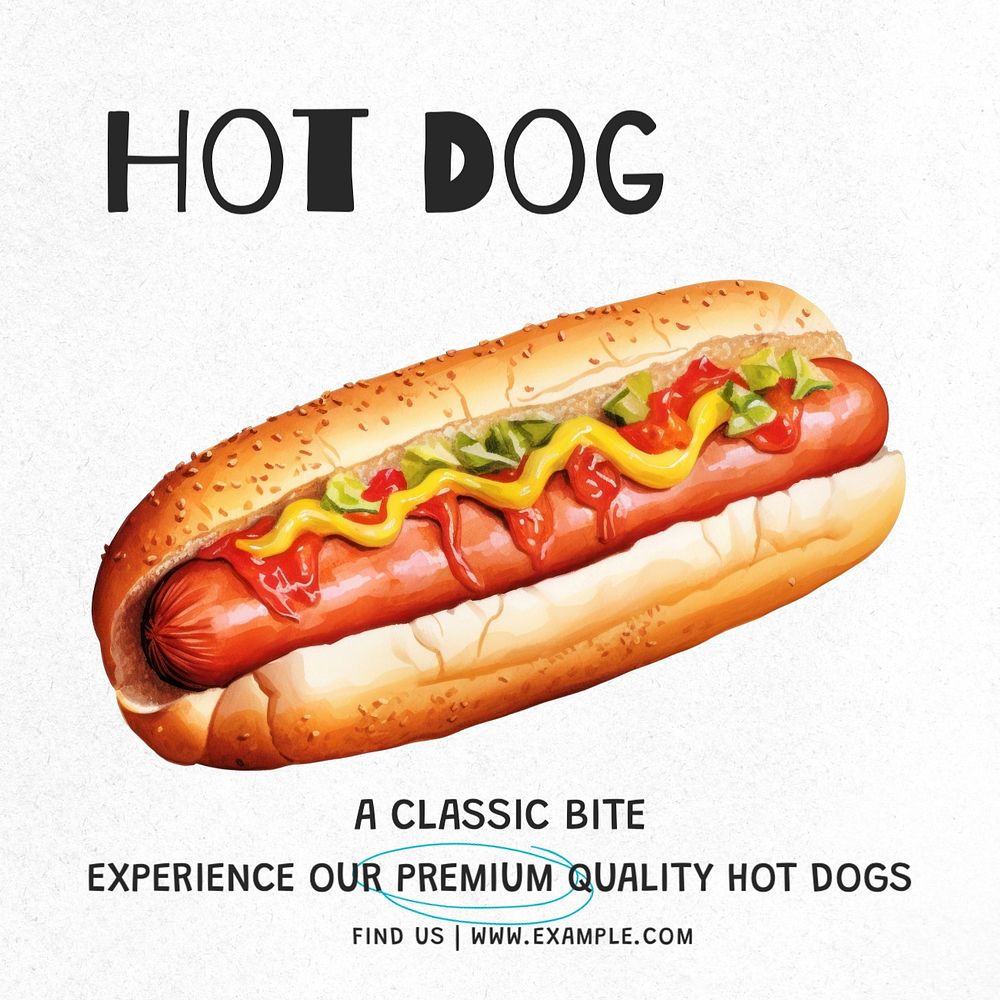 Hot dog Instagram post template, editable text