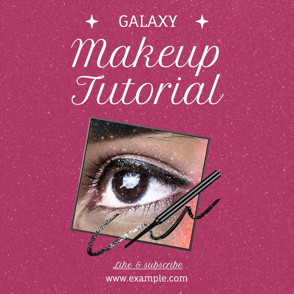 Galaxy makeup tutorial Instagram post template, editable text