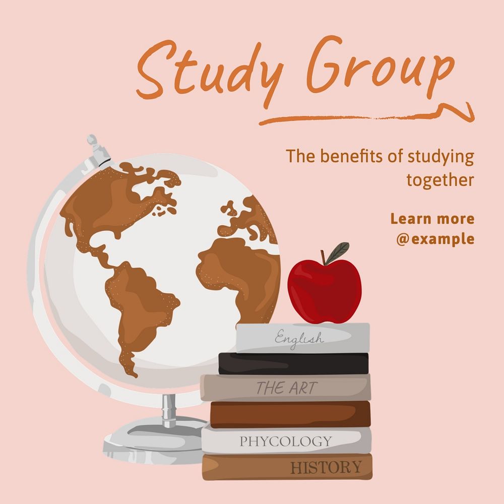 Study group post template, editable social media design