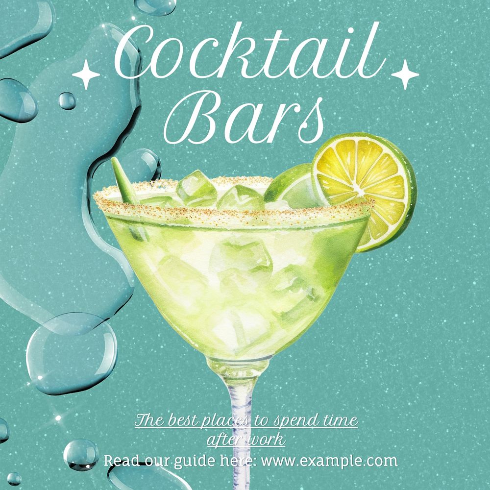 Cocktail bar Instagram post template, editable text